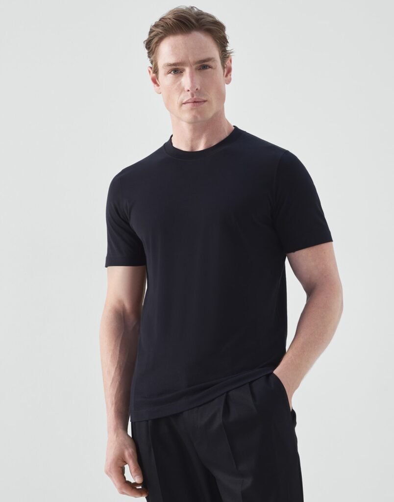 Cotton jersey round neck slim fit T-shirt